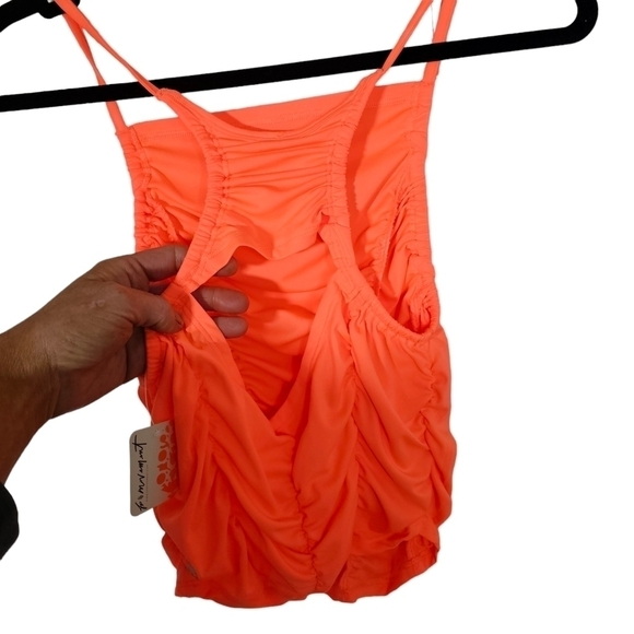 Free People FP MOVEMENT Shirr Enough Tank Top Ruched Neon Coral Size Lar… - Picture 12 of 12